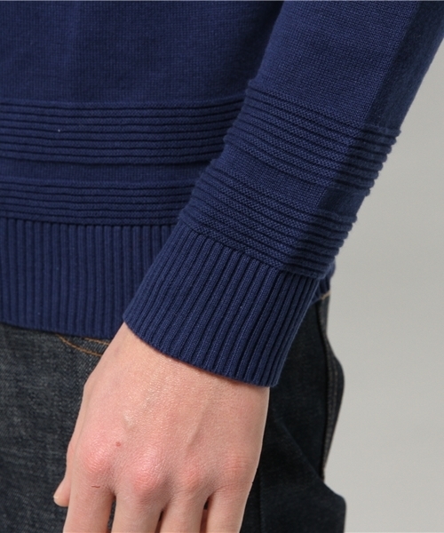 WEGO（ウィゴー）の「WEGO/シャドーボーダーニット（ニット/セーター・メンズ・ホワイト/ブルー/ネイビー・MEDIUM/LARGE）」の9枚目の写真