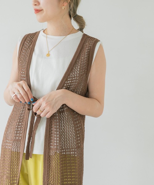 ITEMS URBANRESEARCH（アイテムズ アーバンリサーチ）の「透かし編みロングカーディガン（カーディガン/ボレロ・レディース・アイボリー/ブラウン/ライトカーキ・FREE）」の9枚目の写真