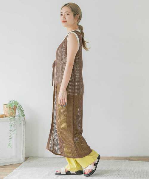 ITEMS URBANRESEARCH（アイテムズ アーバンリサーチ）の「透かし編みロングカーディガン（カーディガン/ボレロ・レディース・アイボリー/ブラウン/ライトカーキ・FREE）」の11枚目の写真