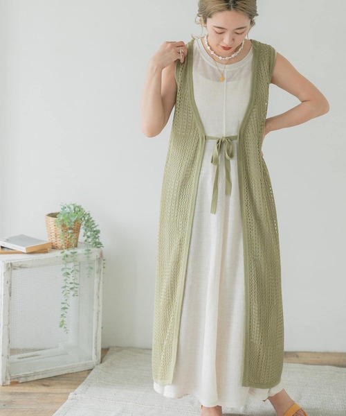 ITEMS URBANRESEARCH（アイテムズ アーバンリサーチ）の「透かし編みロングカーディガン（カーディガン/ボレロ・レディース・アイボリー/ブラウン/ライトカーキ・FREE）」の13枚目の写真