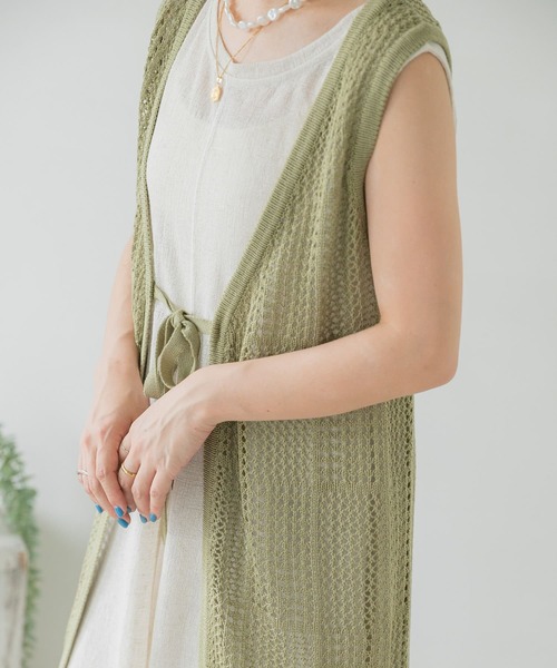 ITEMS URBANRESEARCH（アイテムズ アーバンリサーチ）の「透かし編みロングカーディガン（カーディガン/ボレロ・レディース・アイボリー/ブラウン/ライトカーキ・FREE）」の16枚目の写真