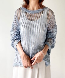 muure | クルーネック透かし編みニットトップス(ニット/セーター)