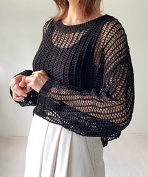 muure | クルーネック透かし編みニットトップス(ニット/セーター)