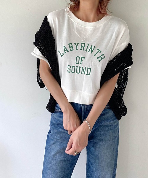 muure（ミュール）の「クルーネック透かし編みニットトップス（ニット/セーター・レディース・ブラック/ベージュ/ブラウン/オフホワイト/サックスブルー・FREE）」の9枚目の写真