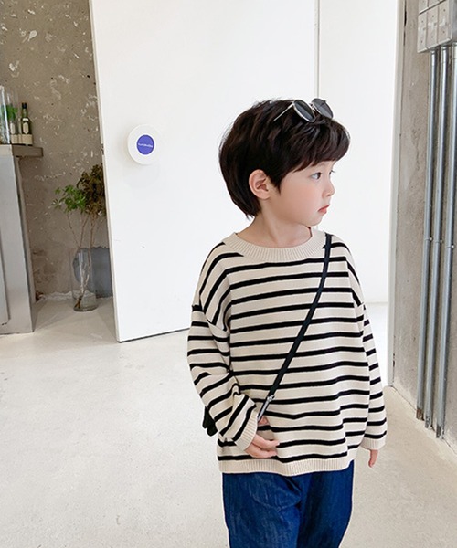 aimoha(アイモハ)の「【aimoha-KIDS-】【新作】韓国子供服 ボーダーニット風スウェット(スウェット・キッズ・ブラック/グリーン・90/100/110/120/130/140)」の20枚目の写真