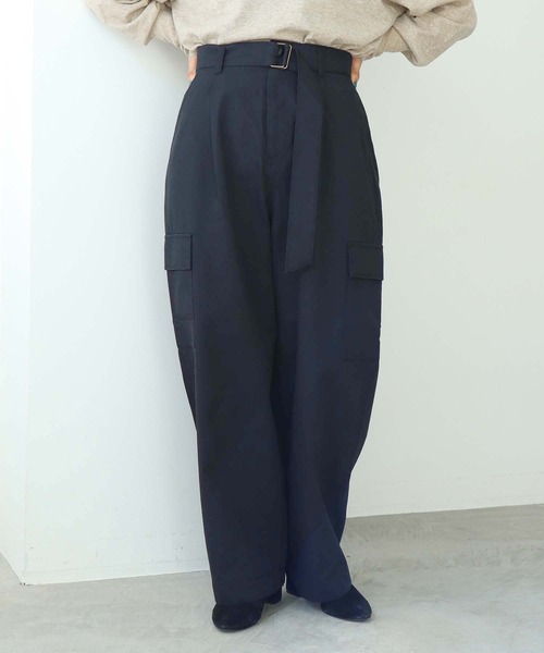 note et silence （ノートエシロンス）の「●強撚Ｃ／Woolギャバカーゴパンツ（カーゴパンツ・レディース・モカ/ブラック・0/1）」の2枚目の写真