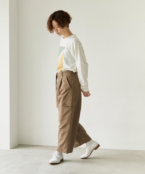 note et silence （ノートエシロンス）の「●強撚Ｃ／Woolギャバカーゴパンツ（カーゴパンツ・レディース・モカ/ブラック・0/1）」の6枚目の写真