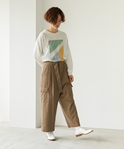 note et silence （ノートエシロンス）の「●強撚Ｃ／Woolギャバカーゴパンツ（カーゴパンツ・レディース・モカ/ブラック・0/1）」の7枚目の写真