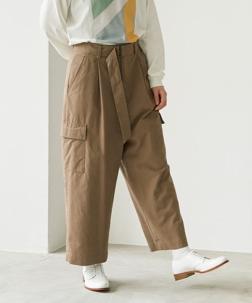 note et silence （ノートエシロンス）の「●強撚Ｃ／Woolギャバカーゴパンツ（カーゴパンツ・レディース・モカ/ブラック・0/1）」の3枚目の写真