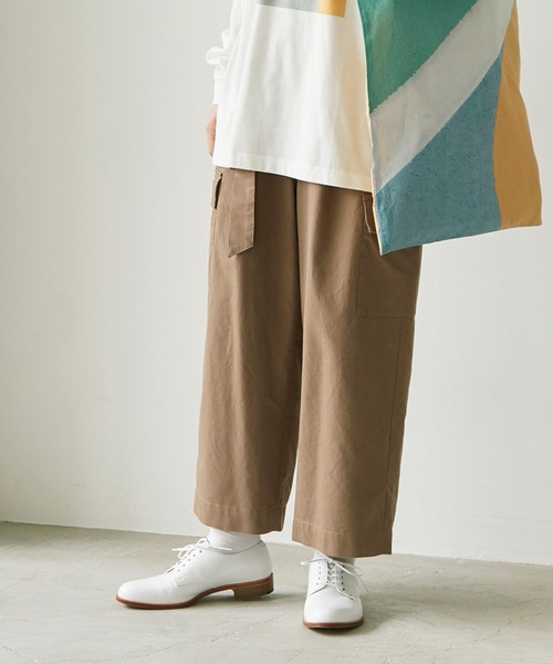 note et silence （ノートエシロンス）の「●強撚Ｃ／Woolギャバカーゴパンツ（カーゴパンツ・レディース・モカ/ブラック・0/1）」の11枚目の写真