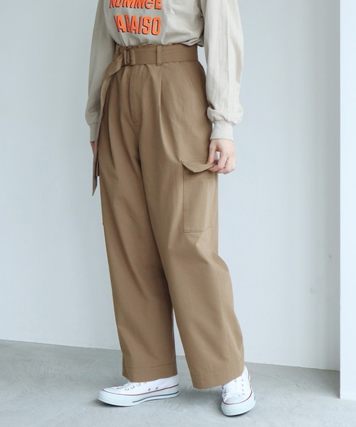 note et silence （ノートエシロンス）の「●強撚Ｃ／Woolギャバカーゴパンツ（カーゴパンツ・レディース・モカ/ブラック・0/1）」の14枚目の写真