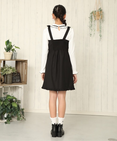 PINKHUNT（ピンクハント）の「PINKHUNT 肩リボンジャンパースカート 5839K #IG（ワンピース・キッズ・ホワイト/ブラック・130cm/160cm/140cm/120cm/150cm）」の11枚目の写真