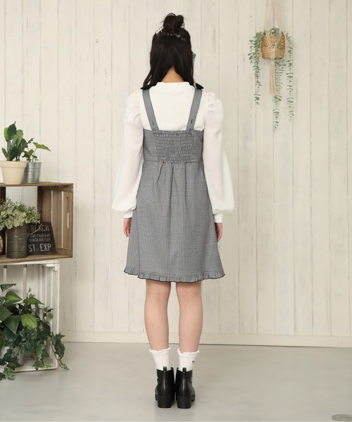 PINKHUNT（ピンクハント）の「PINKHUNT 肩リボンジャンパースカート 5839K #IG（ワンピース・キッズ・ホワイト/ブラック・130cm/160cm/140cm/120cm/150cm）」の8枚目の写真