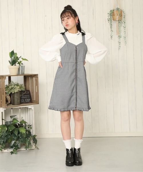 PINKHUNT（ピンクハント）の「PINKHUNT 肩リボンジャンパースカート 5839K #IG（ワンピース・キッズ・ホワイト/ブラック・130cm/160cm/140cm/120cm/150cm）」の6枚目の写真