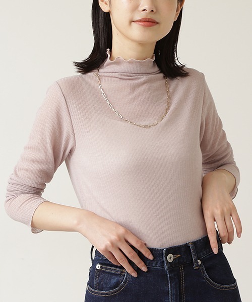NATURAL BEAUTY BASIC(ナチュラルビューティーベーシック)の「シアーリブインナーカットソー(Tシャツ/カットソー・レディース・ベージュ/グレー/ブルー・MEDIUM)」の3枚目の写真