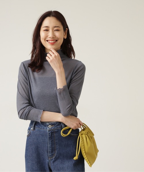 NATURAL BEAUTY BASIC(ナチュラルビューティーベーシック)の「シアーリブインナーカットソー(Tシャツ/カットソー・レディース・ベージュ/グレー/ブルー・MEDIUM)」の17枚目の写真