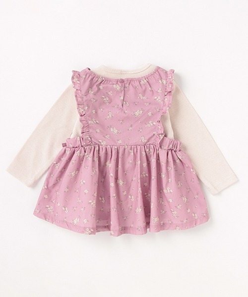 petit main（プティマイン）の「花柄エプロンチュニック長Tset（アンサンブル・キッズ・チャコール/ターコイズブルー/ピンク・80ｃｍ/100cm/120cm/130cm/90cm/110cm）」の7枚目の写真