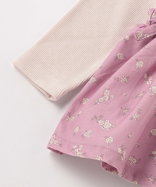 petit main（プティマイン）の「花柄エプロンチュニック長Tset（アンサンブル・キッズ・チャコール/ターコイズブルー/ピンク・80ｃｍ/100cm/120cm/130cm/90cm/110cm）」の11枚目の写真