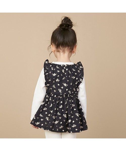 petit main（プティマイン）の「花柄エプロンチュニック長Tset（アンサンブル・キッズ・チャコール/ターコイズブルー/ピンク・80ｃｍ/100cm/120cm/130cm/90cm/110cm）」の20枚目の写真