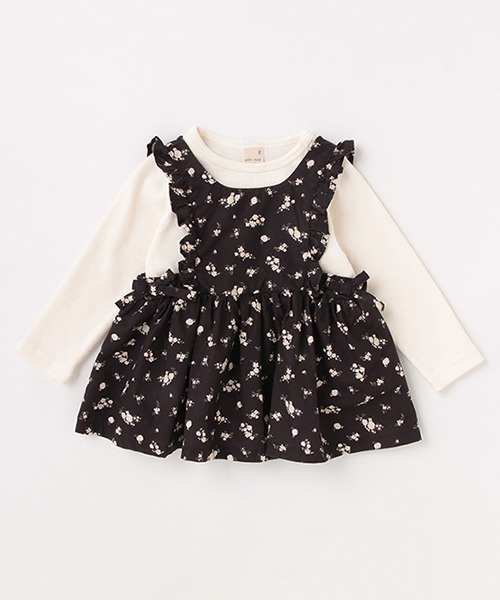 petit main（プティマイン）の「花柄エプロンチュニック長Tset（アンサンブル・キッズ・チャコール/ターコイズブルー/ピンク・80ｃｍ/100cm/120cm/130cm/90cm/110cm）」の22枚目の写真