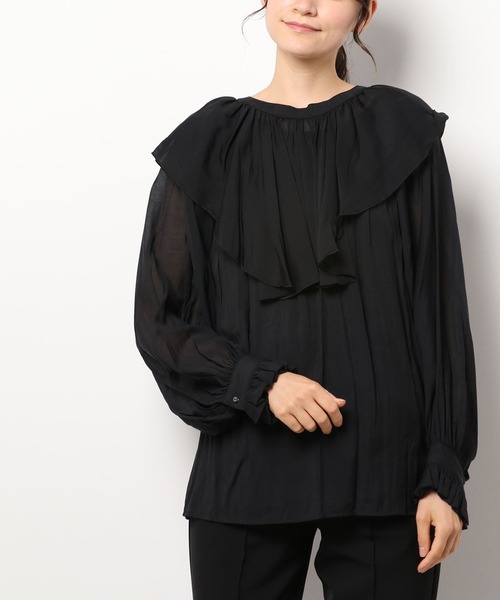 RIVE DROITE（リヴドロワ）の「エアリーな雰囲気漂う一枚　マルチwayフリルカラーブラウス（シャツ/ブラウス・レディース・ブラック/ベージュ・FREE）」の12枚目の写真