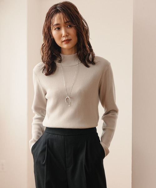 GLOBAL WORK（グローバルワーク）の「メルティーニットハイネック/952708（ニット/セーター・レディース・ブラック/ダークブラウン/グレー/アイボリー/ダークブルー/グレイッシュベージュ・MEDIUM/LARGE）」の3枚目の写真