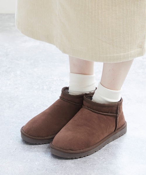 mooimooi（モーイモーイ）の「レディース ショートムートンブーツ（ブーツ・レディース・チャコールグレー/ブラック/ダークブラウン/キャメル・LL/3L/4L/S/M/L）」の4枚目の写真