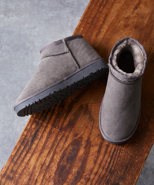 mooimooi（モーイモーイ）の「レディース ショートムートンブーツ（ブーツ・レディース・チャコールグレー/ブラック/ダークブラウン/キャメル・LL/3L/4L/S/M/L）」の3枚目の写真