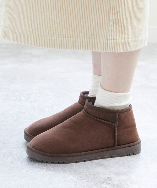 mooimooi（モーイモーイ）の「レディース ショートムートンブーツ（ブーツ・レディース・チャコールグレー/ブラック/ダークブラウン/キャメル・LL/3L/4L/S/M/L）」の11枚目の写真