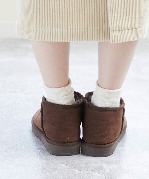 mooimooi（モーイモーイ）の「レディース ショートムートンブーツ（ブーツ・レディース・チャコールグレー/ブラック/ダークブラウン/キャメル・LL/3L/4L/S/M/L）」の12枚目の写真