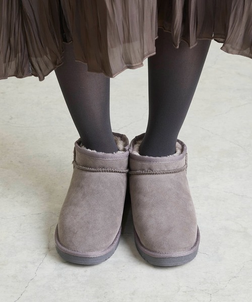 mooimooi（モーイモーイ）の「レディース ショートムートンブーツ（ブーツ・レディース・チャコールグレー/ブラック/ダークブラウン/キャメル・LL/3L/4L/S/M/L）」の17枚目の写真