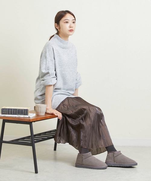 mooimooi（モーイモーイ）の「レディース ショートムートンブーツ（ブーツ・レディース・チャコールグレー/ブラック/ダークブラウン/キャメル・LL/3L/4L/S/M/L）」の15枚目の写真