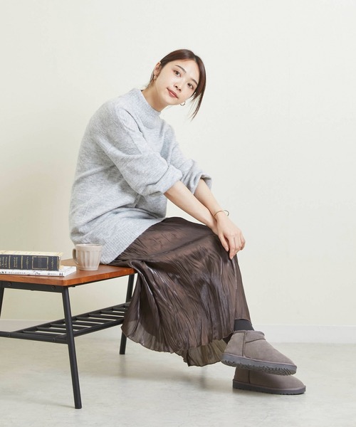 mooimooi（モーイモーイ）の「レディース ショートムートンブーツ（ブーツ・レディース・チャコールグレー/ブラック/ダークブラウン/キャメル・LL/3L/4L/S/M/L）」の14枚目の写真