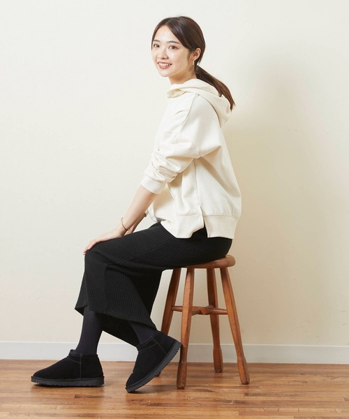 mooimooi（モーイモーイ）の「レディース ショートムートンブーツ（ブーツ・レディース・チャコールグレー/ブラック/ダークブラウン/キャメル・LL/3L/4L/S/M/L）」の6枚目の写真