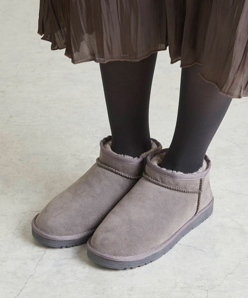 mooimooi（モーイモーイ）の「レディース ショートムートンブーツ（ブーツ・レディース・チャコールグレー/ブラック/ダークブラウン/キャメル・LL/3L/4L/S/M/L）」の16枚目の写真