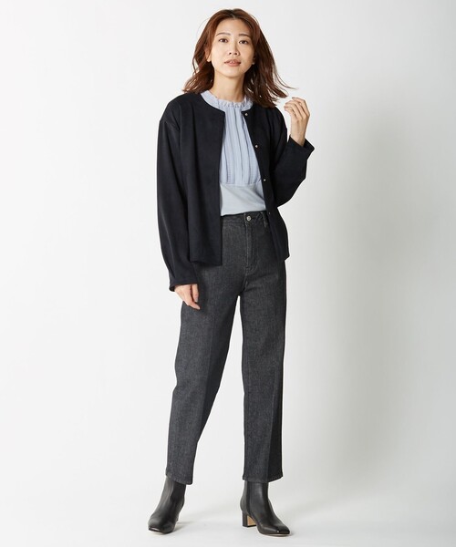 J.PRESS(ジェイプレス)の「ウォッシャブルウールジャージー フリル襟 カットソー(Tシャツ/カットソー・レディース・ライトグレー系/ワイン系/ピンク系/サックスブルー系・T15/T13)」の9枚目の写真