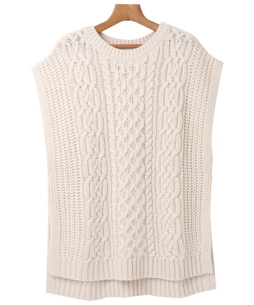 andme(アンドミー)の「ケーブル編みニットベスト(ベスト・レディース・グレー/アイボリー/ミント/グレー系その他/ベージュ系その他/サーモンピンク/ブラウン系/ブルー・M)」の10枚目の写真