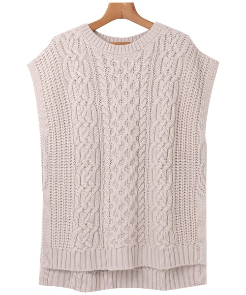 andme(アンドミー)の「ケーブル編みニットベスト(ベスト・レディース・グレー/アイボリー/ミント/グレー系その他/ベージュ系その他/サーモンピンク/ブラウン系/ブルー・M)」の15枚目の写真