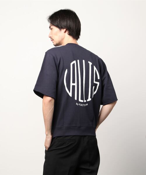 VALLIS by FACTOTUM（ヴァリスバイファクトタム）の「【VALLIS by FACTOTUM】VALLIS別注サークルロゴハーフスリーブスウェット（スウェット・メンズ・ネイビー・SMALL）」の3枚目の写真