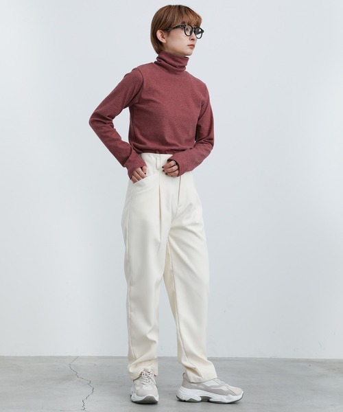 select MOCA(セレクトモカ)の「2021 AW ハイネックボーダーフライストップス(Tシャツ/カットソー・レディース・マスタード/レンガ/サックスブルー・FREE)」の4枚目の写真