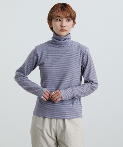 select MOCA(セレクトモカ)の「2021 AW ハイネックボーダーフライストップス(Tシャツ/カットソー・レディース・マスタード/レンガ/サックスブルー・FREE)」の17枚目の写真
