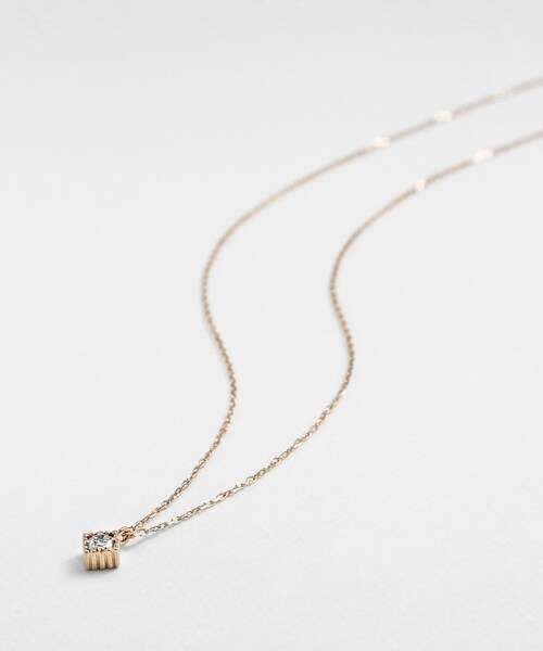 K10ダイヤモンド 爪留めスクエア ネックレス