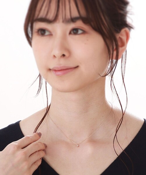 K10ダイヤモンド 爪留めスクエア ネックレス