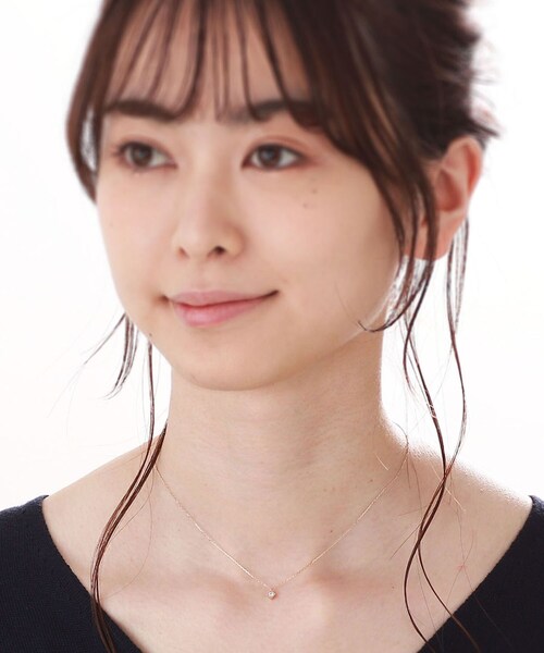 K10ダイヤモンド 爪留めスクエア ネックレス