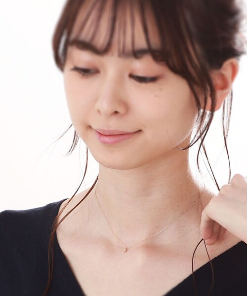 K10ダイヤモンド 爪留めスクエア ネックレス