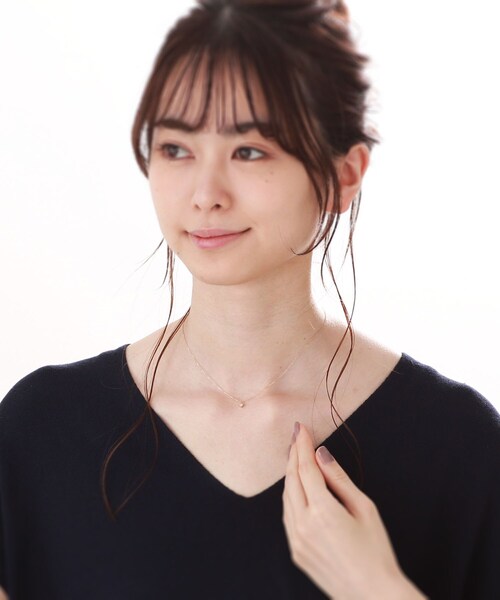 K10ダイヤモンド 爪留めスクエア ネックレス