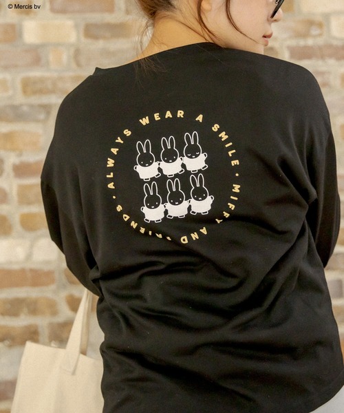 Miffy( ミッフィー)の「ミッフィーロンT(Tシャツ/カットソー・レディース・ブラック/オフホワイト・FREE)」の1枚目の写真
