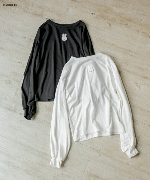 Miffy( ミッフィー)の「ミッフィーロンT(Tシャツ/カットソー・レディース・ブラック/オフホワイト・FREE)」の6枚目の写真