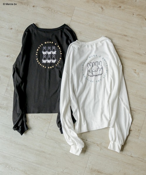 Miffy( ミッフィー)の「ミッフィーロンT(Tシャツ/カットソー・レディース・ブラック/オフホワイト・FREE)」の9枚目の写真
