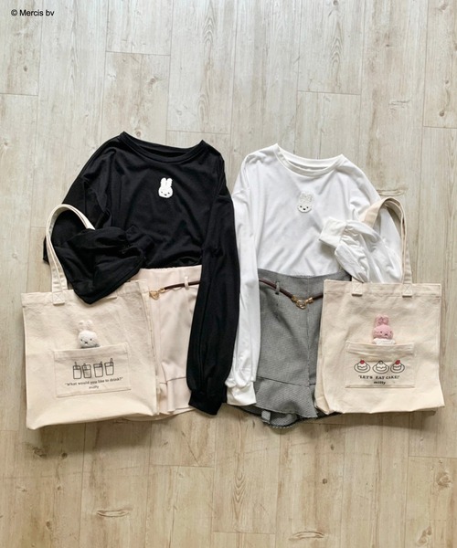 Miffy( ミッフィー)の「ミッフィーロンT(Tシャツ/カットソー・レディース・ブラック/オフホワイト・FREE)」の5枚目の写真